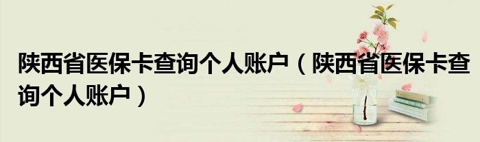 陕西省医保卡查询个人账户（陕西省医保卡查询个人账户）