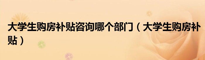 大学生购房补贴咨询哪个部门（大学生购房补贴）