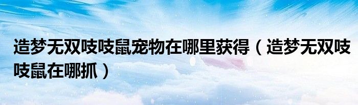 造梦无双吱吱鼠宠物在哪里获得（造梦无双吱吱鼠在哪抓）