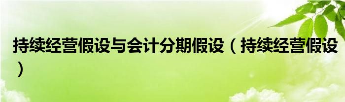 持续经营假设与会计分期假设（持续经营假设）