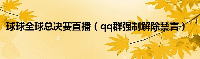 球球全球总决赛直播（qq群强制解除禁言）