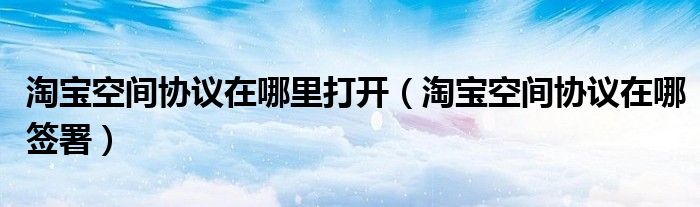 淘宝空间协议在哪里打开（淘宝空间协议在哪签署）