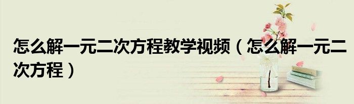 怎么解一元二次方程教学视频（怎么解一元二次方程）