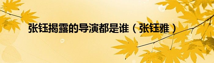 张钰揭露的导演都是谁（张钰雅）