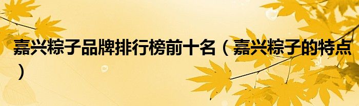 嘉兴粽子品牌排行榜前十名（嘉兴粽子的特点）