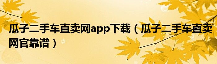 瓜子二手车直卖网app下载（瓜子二手车直卖网官靠谱）