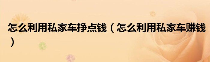 怎么利用私家车挣点钱（怎么利用私家车赚钱）