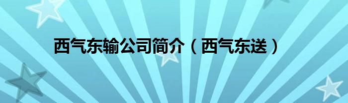 西气东输公司简介（西气东送）