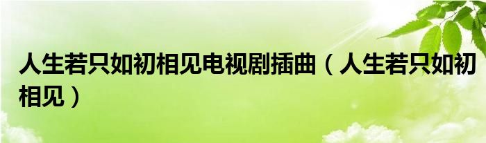 人生若只如初相见电视剧插曲（人生若只如初相见）