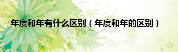 年度和年有什么区别（年度和年的区别）