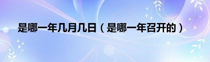 是哪一年几月几日（是哪一年召开的）