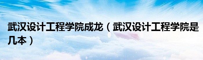 武汉设计工程学院成龙（武汉设计工程学院是几本）