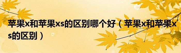 苹果x和苹果xs的区别哪个好（苹果x和苹果xs的区别）