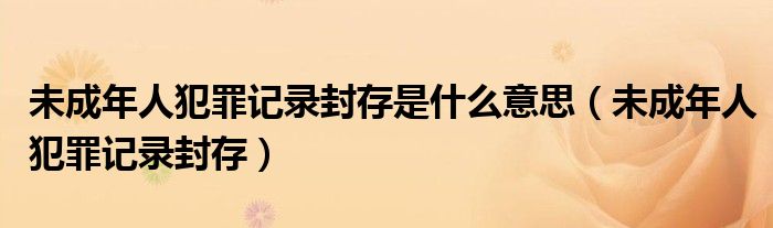 未成年人犯罪记录封存是什么意思（未成年人犯罪记录封存）