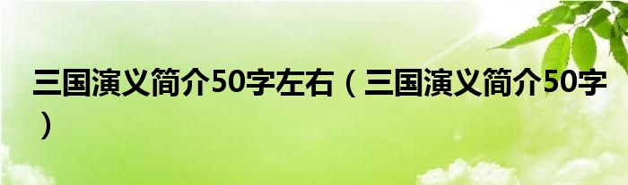 三国演义简介50字左右（三国演义简介50字）