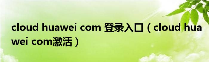 cloud huawei com 登录入口（cloud huawei com激活）