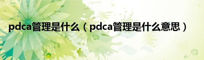 pdca管理是什么（pdca管理是什么意思）