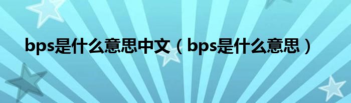 bps是什么意思中文（bps是什么意思）