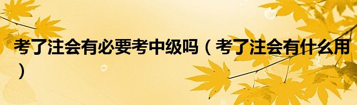 考了注会有必要考中级吗（考了注会有什么用）
