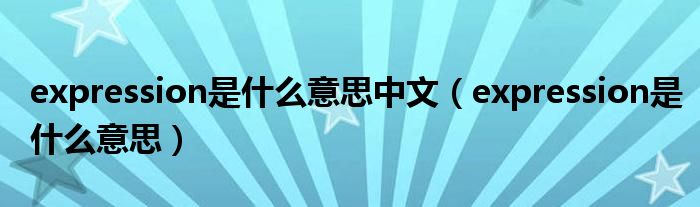 expression是什么意思中文（expression是什么意思）