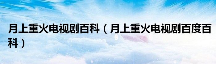 月上重火电视剧百科（月上重火电视剧百度百科）