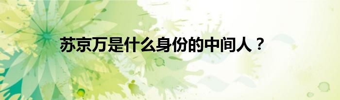 苏京万是什么身份的中间人？