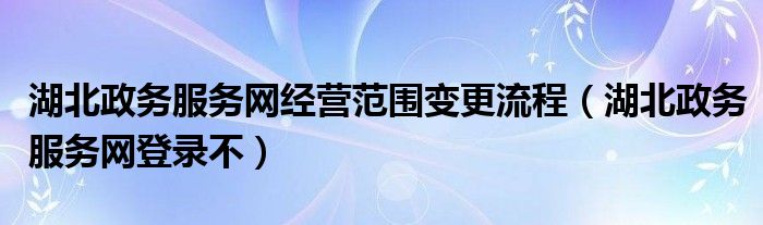 湖北政务服务网经营范围变更流程（湖北政务服务网登录不）