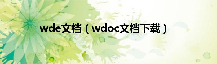 wde文档（wdoc文档下载）