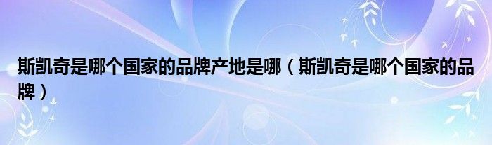 斯凯奇是哪个国家的品牌产地是哪（斯凯奇是哪个国家的品牌）