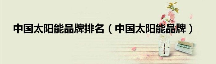 中国太阳能品牌排名（中国太阳能品牌）