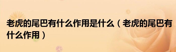 老虎的尾巴有什么作用是什么（老虎的尾巴有什么作用）