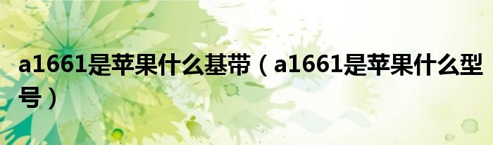 a1661是苹果什么基带（a1661是苹果什么型号）