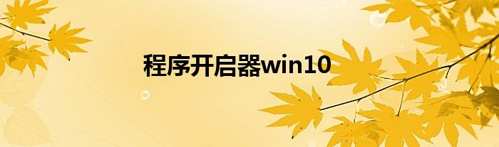 程序开启器win10