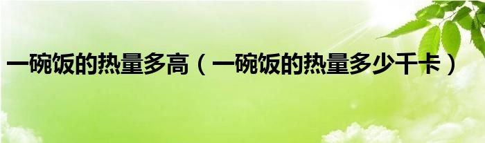 一碗饭的热量多高（一碗饭的热量多少千卡）
