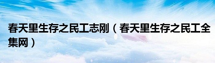 春天里生存之民工志刚（春天里生存之民工全集网）