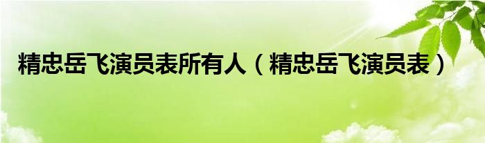 精忠岳飞演员表所有人（精忠岳飞演员表）