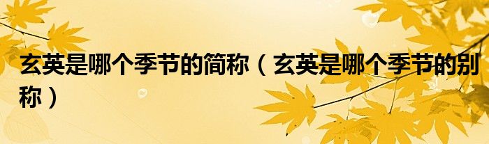 玄英是哪个季节的简称（玄英是哪个季节的别称）