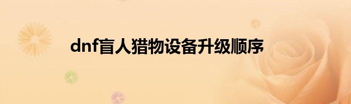 dnf盲人猎物设备升级顺序