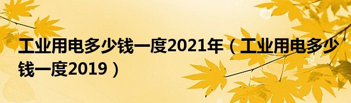工业用电多少钱一度2021年（工业用电多少钱一度2019）