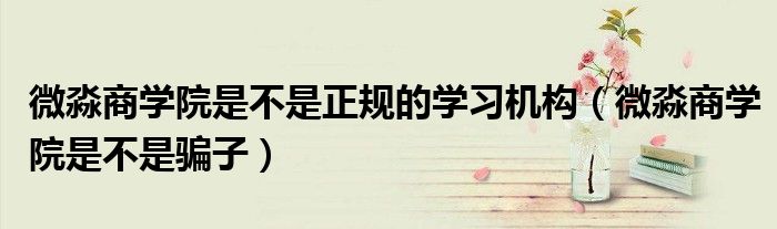 微淼商学院是不是正规的学习机构（微淼商学院是不是骗子）