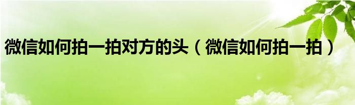 微信如何拍一拍对方的头（微信如何拍一拍）