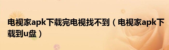 电视家apk下载完电视找不到（电视家apk下载到u盘）