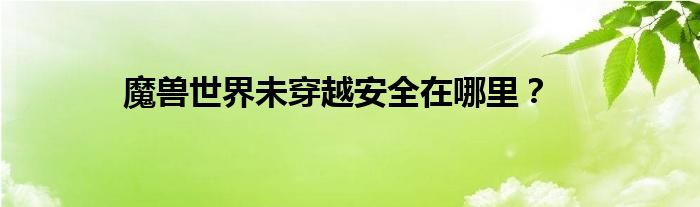 魔兽世界未穿越安全在哪里？