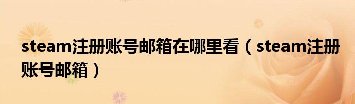 steam注册账号邮箱在哪里看（steam注册账号邮箱）