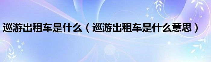 巡游出租车是什么（巡游出租车是什么意思）
