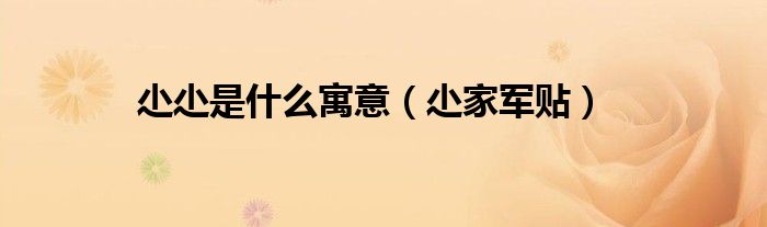 尐尐是什么寓意（尐家军贴）