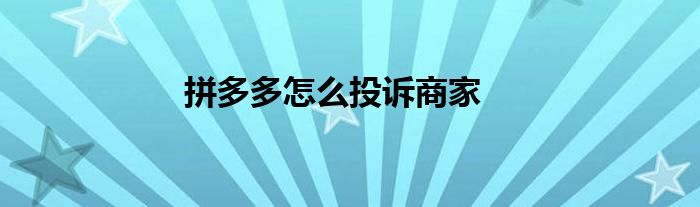 拼多多怎么投诉商家