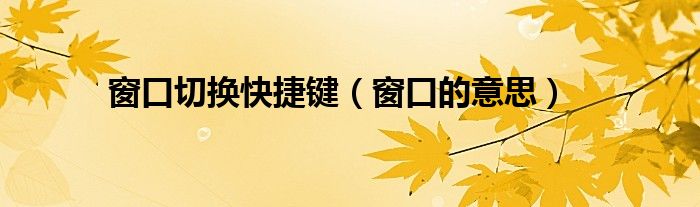 窗口切换快捷键（窗口的意思）