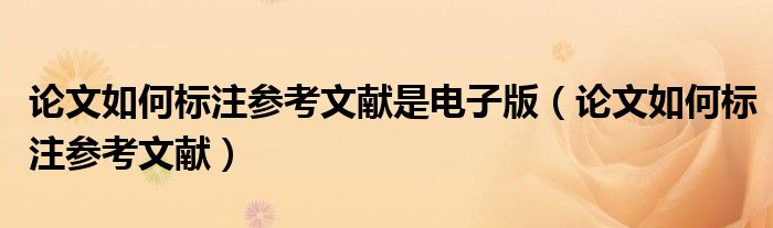 论文如何标注参考文献是电子版（论文如何标注参考文献）