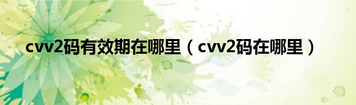 cvv2码有效期在哪里（cvv2码在哪里）